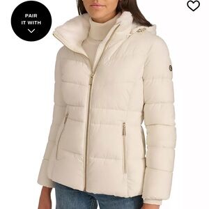 Calvin Klein
Women's Faux-Fur-Lined Hooded Puffer Coat, Eggshell, XL